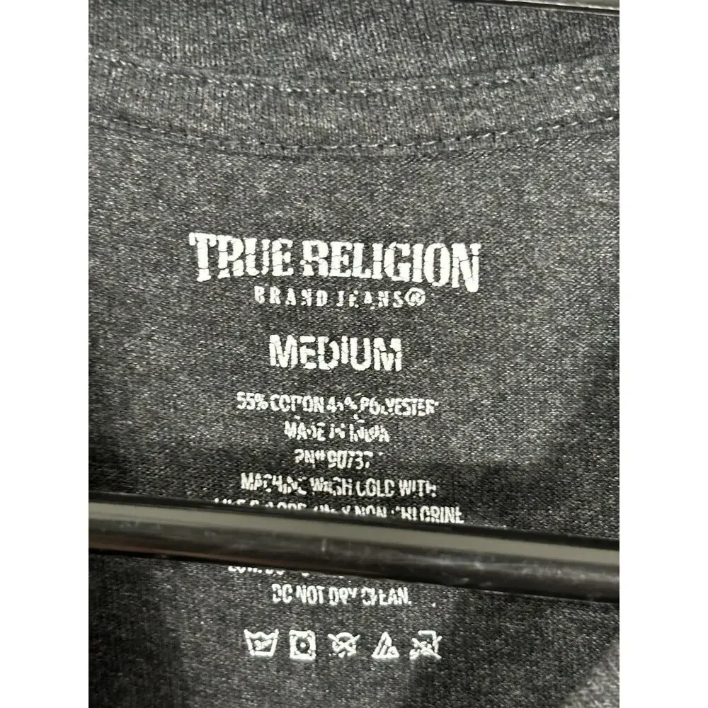 True Religion Men’s T Shirt Size M Gray Cotton Blend Short‎ Sleeve